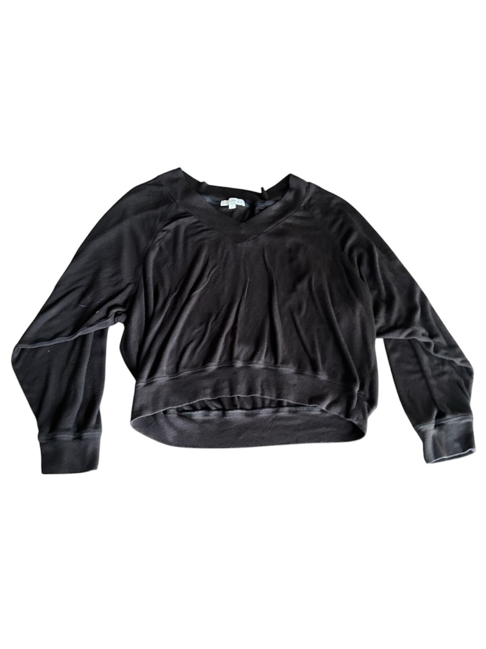 Z supply black v neck ribbed long sleeve sweater shirt